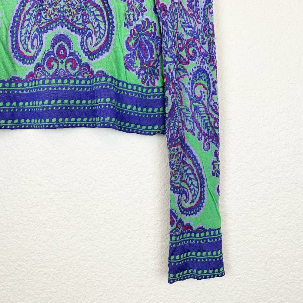Free People New Age Crewneck Sweater Green Paisley Size L - Picture 8 of 13